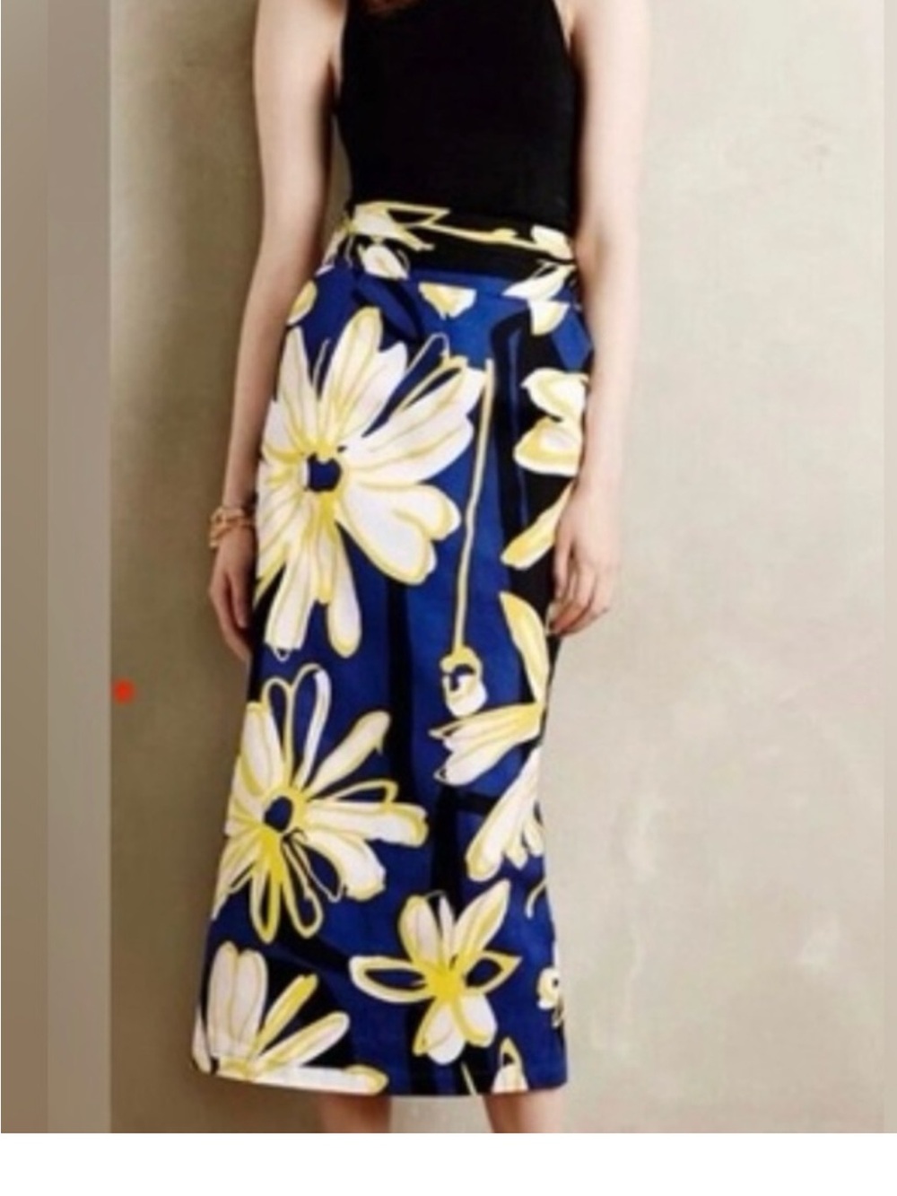 ANTHROPOLOGIE WHIT TWO MATIRA FLORAL TID BACK PENCIL SKIRT SIZE 6P